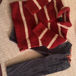 Mini Boden Red and Black Corduroy Pants